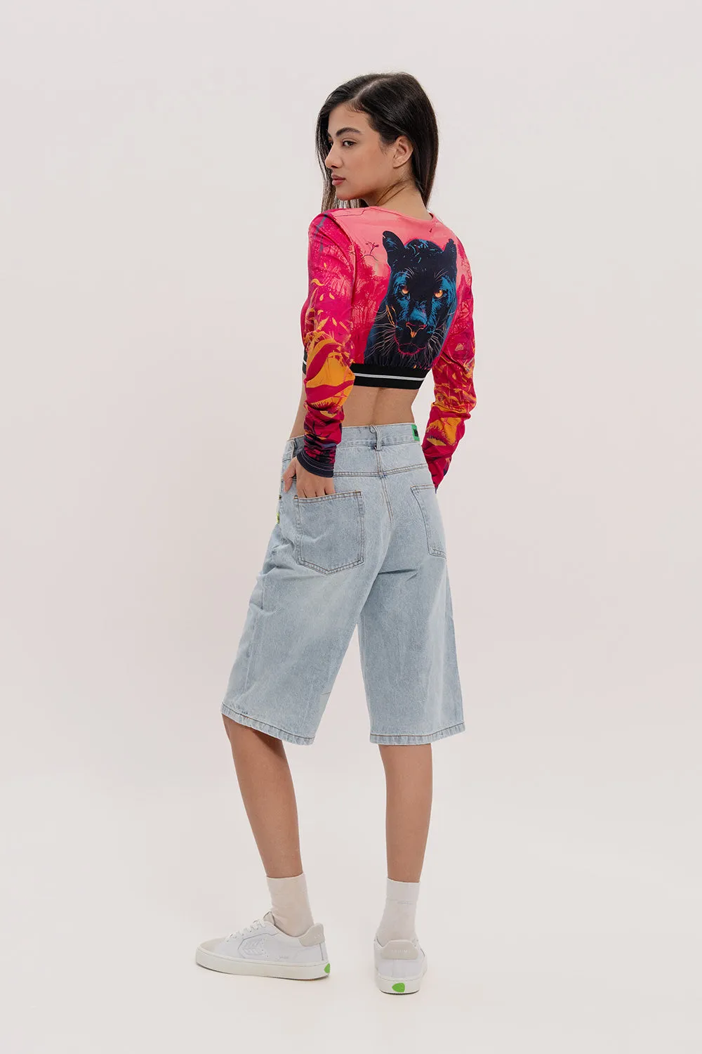 Leopard Print Crop Top (Long Sleeve)