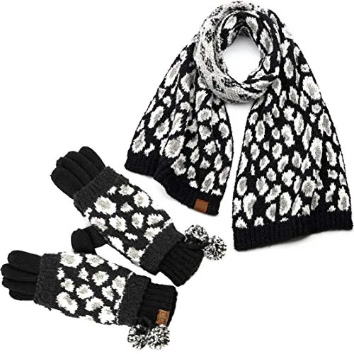 Leopard Print Gloves & Scarf Set by Funky Junque