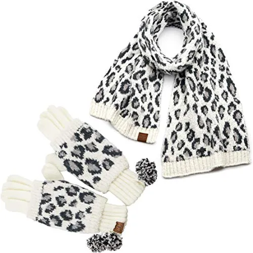 Leopard Print Gloves & Scarf Set by Funky Junque