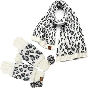 Leopard Print Gloves & Scarf Set by Funky Junque