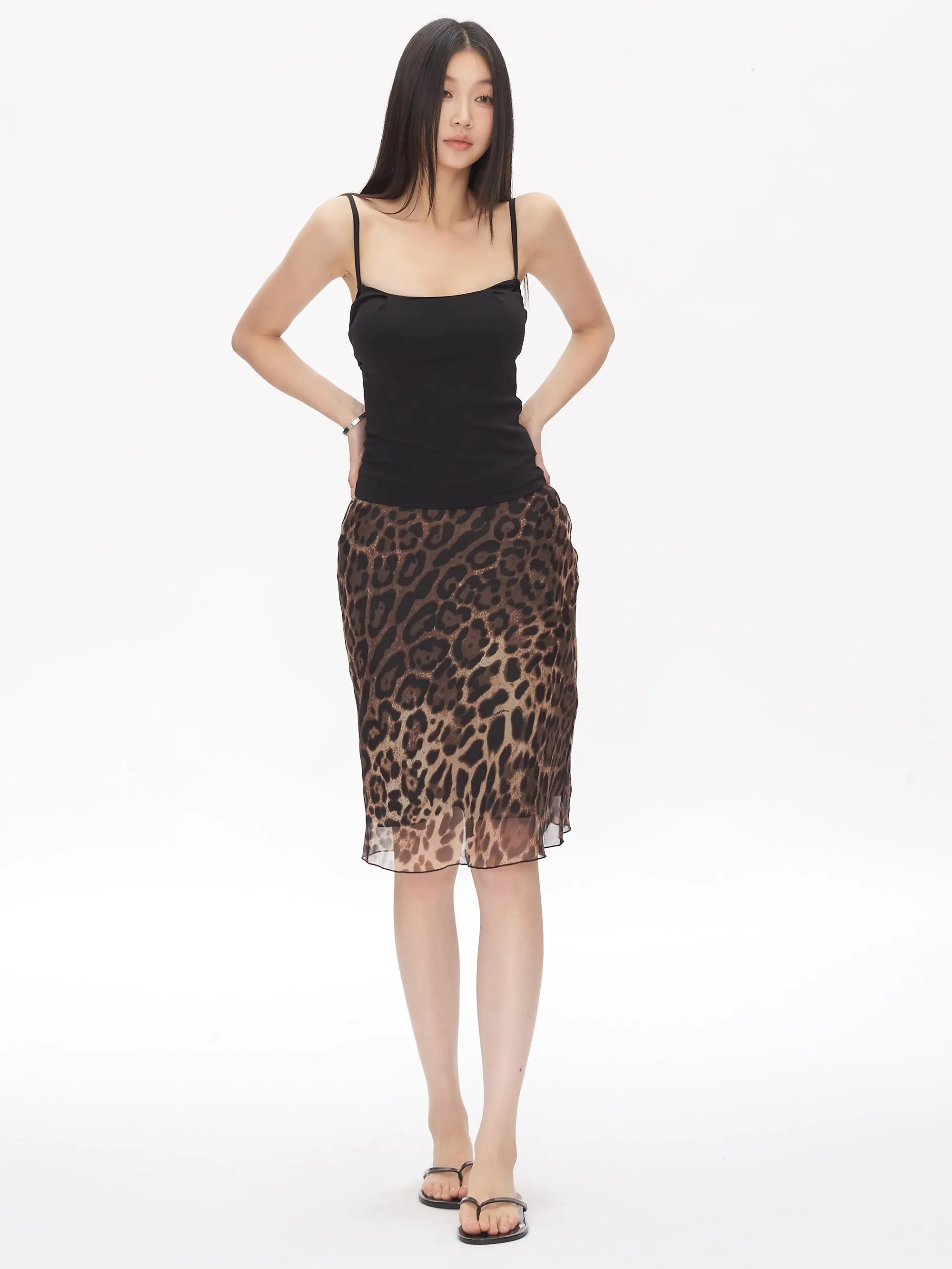 leopard print hip skirt