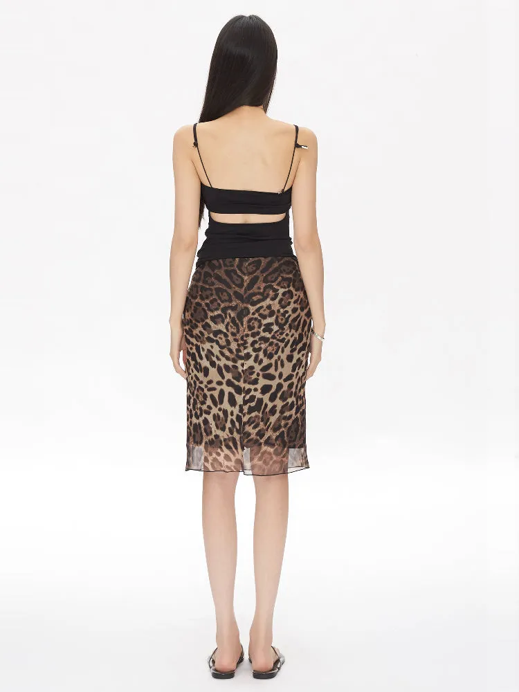 leopard print hip skirt