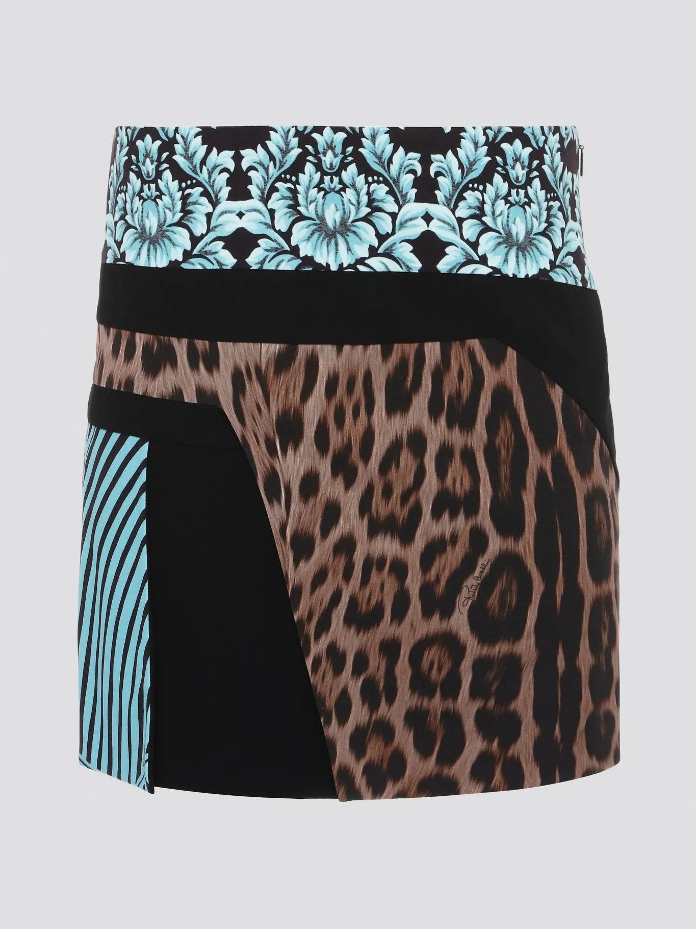 Leopard Print Panel Mini Skirt