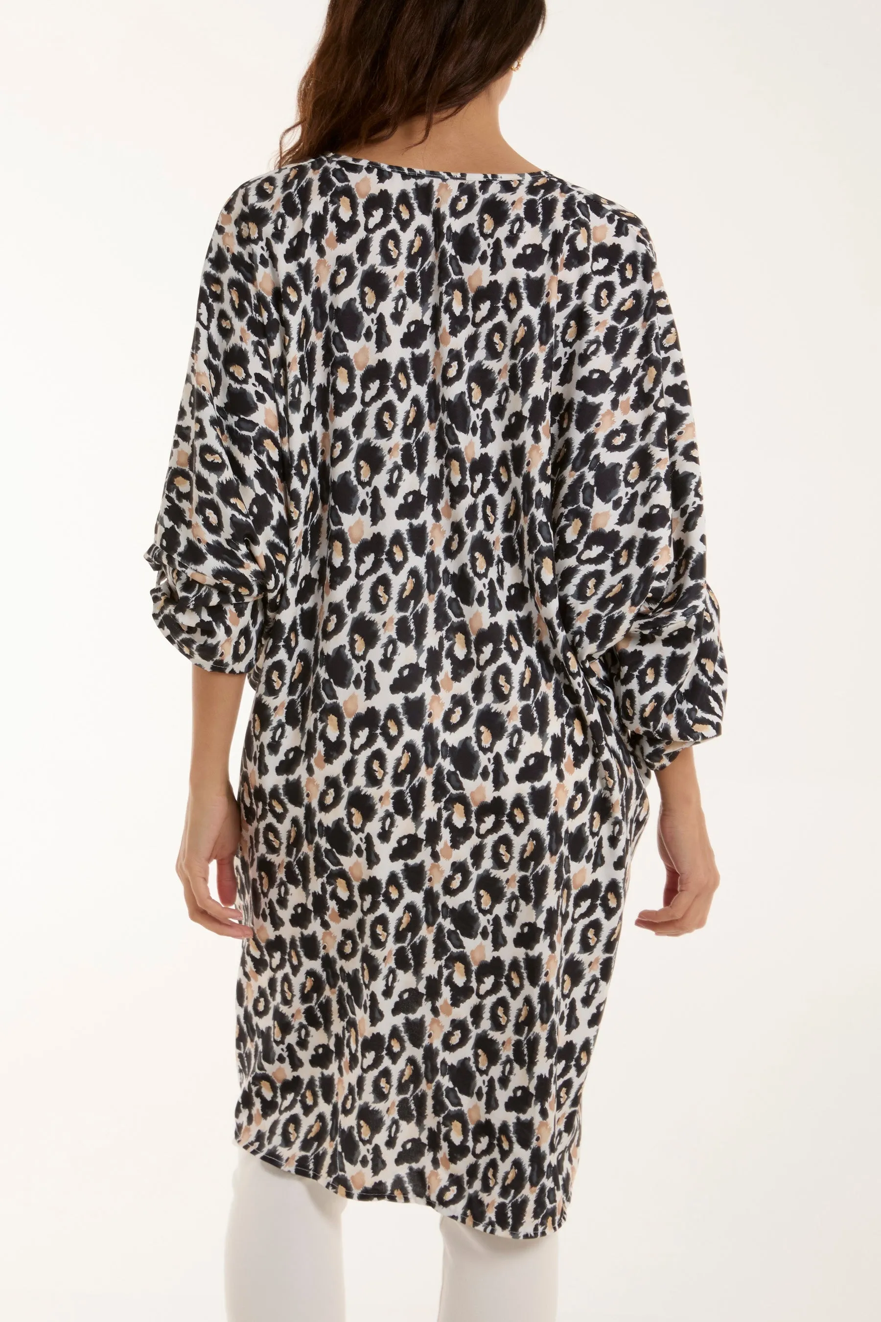 Leopard Print Twisted Front Blouse