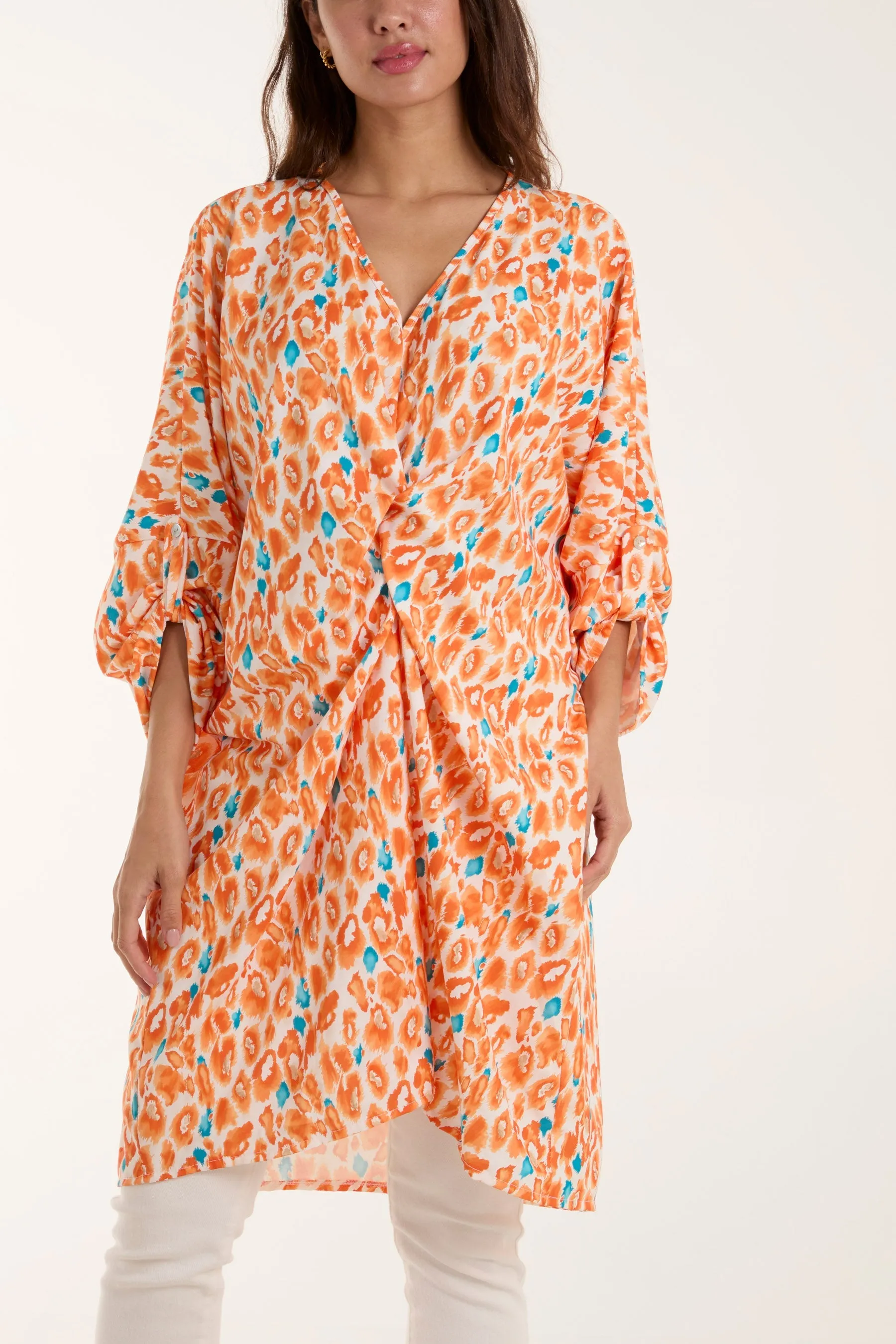 Leopard Print Twisted Front Blouse
