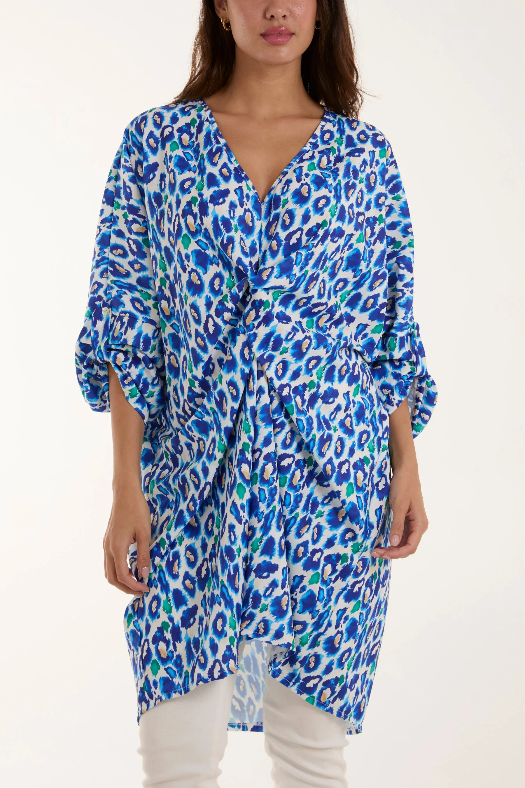 Leopard Print Twisted Front Blouse