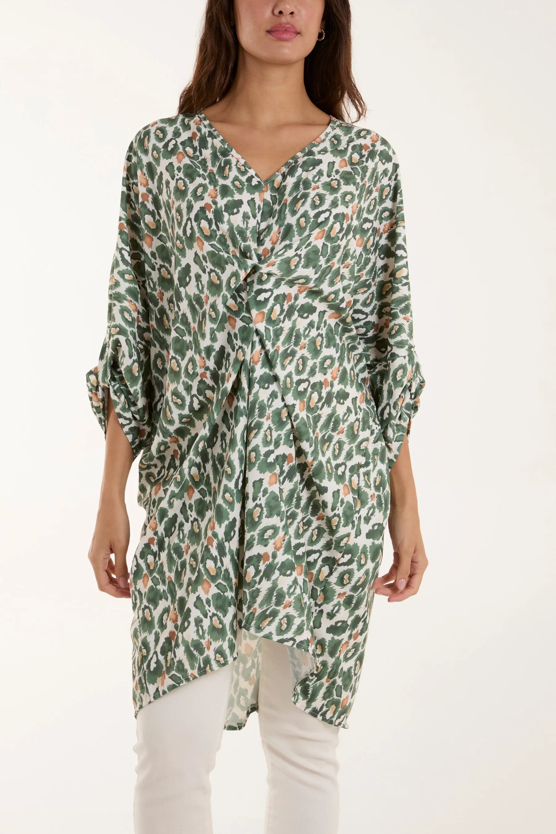 Leopard Print Twisted Front Blouse