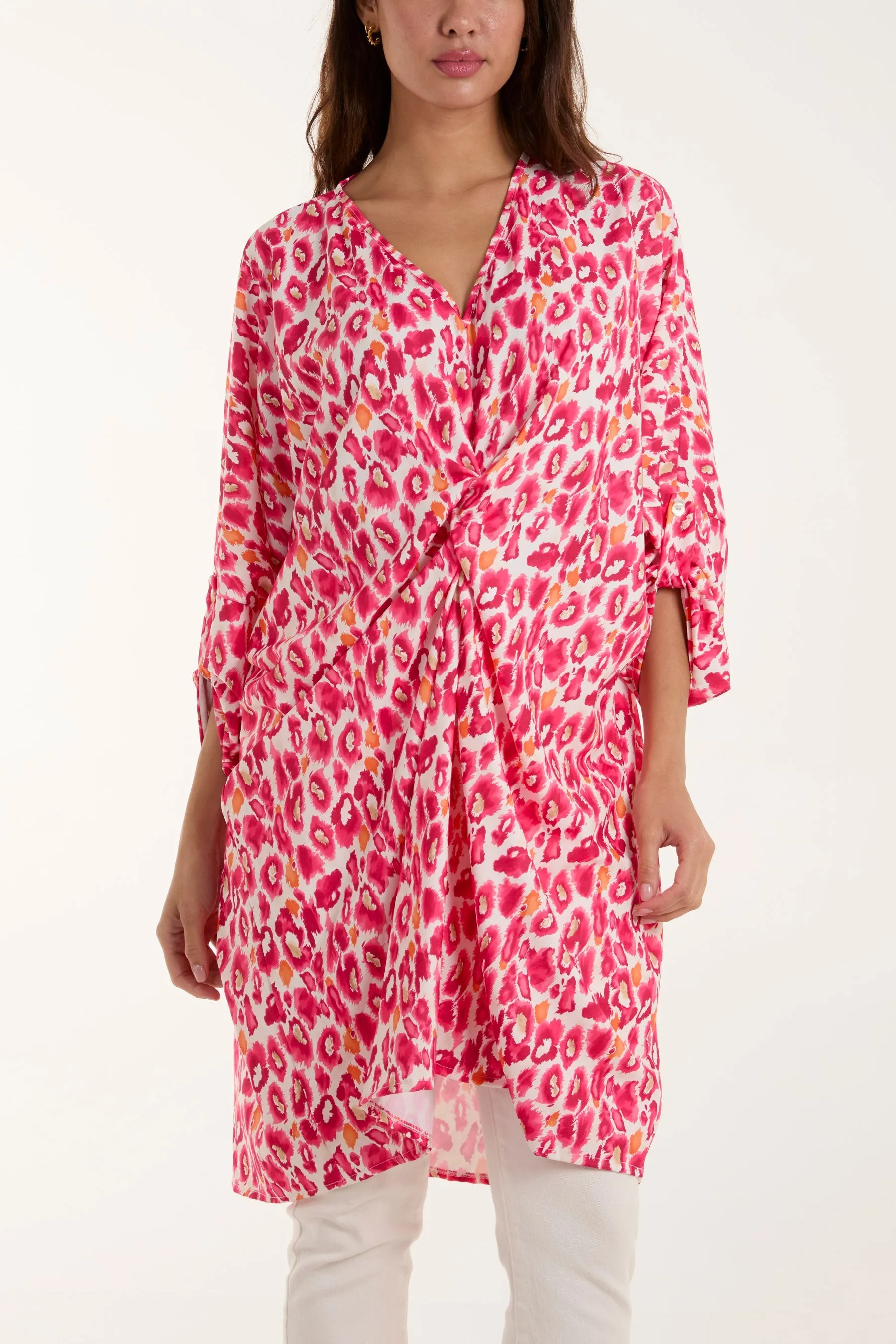 Leopard Print Twisted Front Blouse