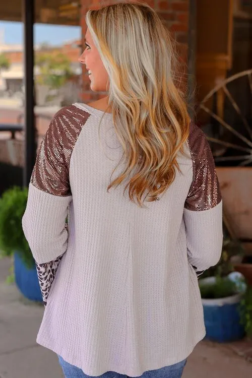 Leopard Print V-Neck Long Sleeve Top (2 Colors)