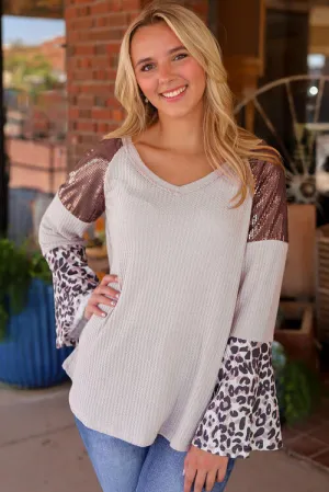 Leopard Print V-Neck Long Sleeve Top (2 Colors)