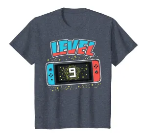 Level 9 Birthday Shirt Boy 9 Years Old Video Games Gift T-Shirt