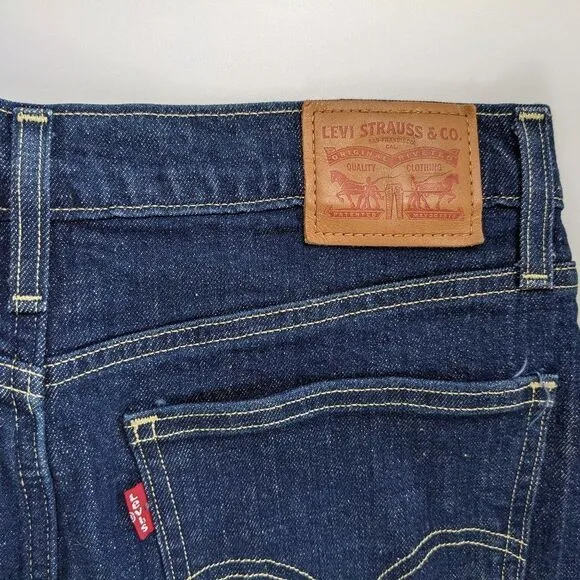 Levi's High Waist Dark Wash Knee Length Denim Pencil Skirt Size 29 EUC