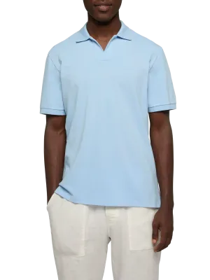 Light blue cotton piquet buttonless polo shirt Charles