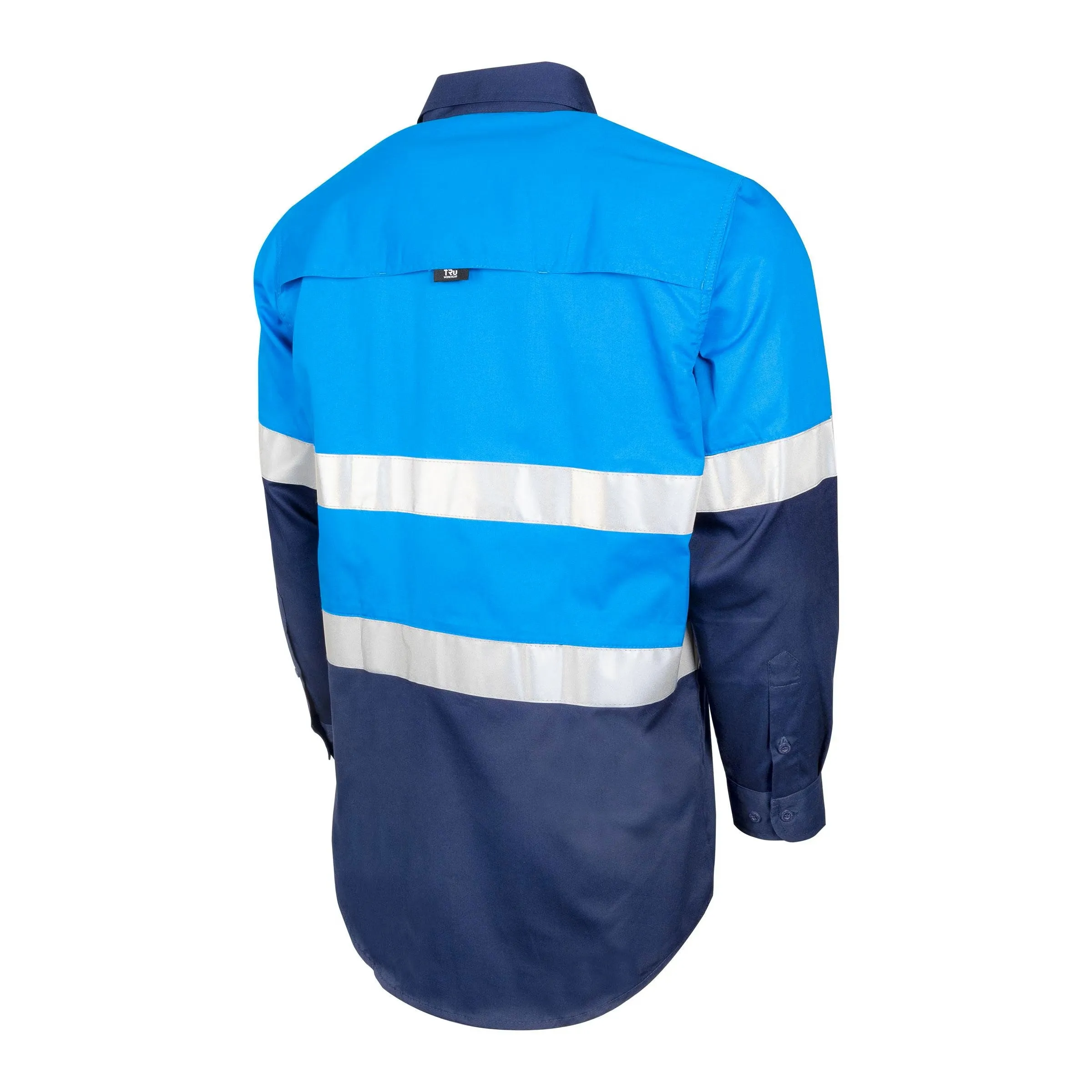 Lightweight Vented Hi-Vis Drill Shirt with Reflective Tape Royal Blue - Navy