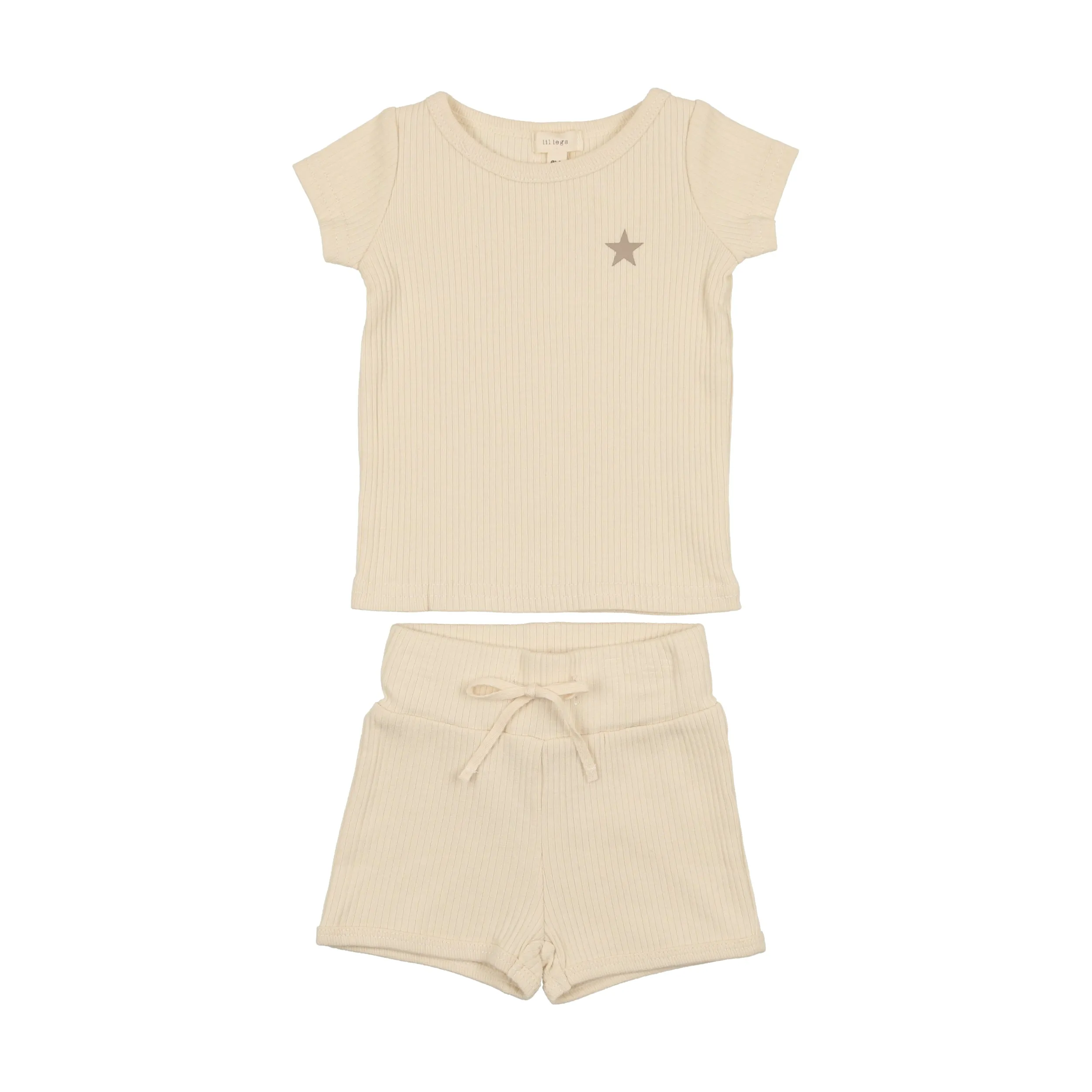 Lil Legs Ribbed Baby Boys Set - Cream Star