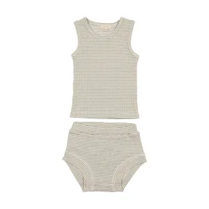 Lil Legs Ribbed Baby Boys Set - Green Stripe
