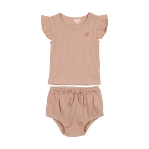 Lil Legs Ribbed Girls Tank Set - Pink Flower
