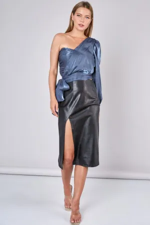 LILA VEGAN LEATHER PENCIL SKIRT