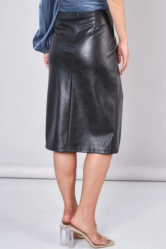LILA VEGAN LEATHER PENCIL SKIRT