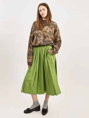 Lime Nylon Pleated Pull On Skirt