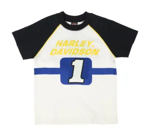 Little Boy's Race Collection Raglan Tee - White