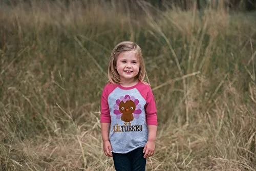 Little Turkey Thanksgiving Raglan (Baby Girl, 3T)