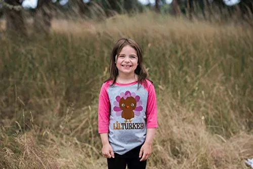 Little Turkey Thanksgiving Raglan (Baby Girl, 3T)