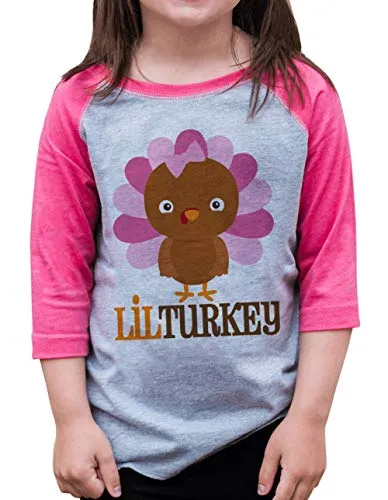 Little Turkey Thanksgiving Raglan (Baby Girl, 3T)