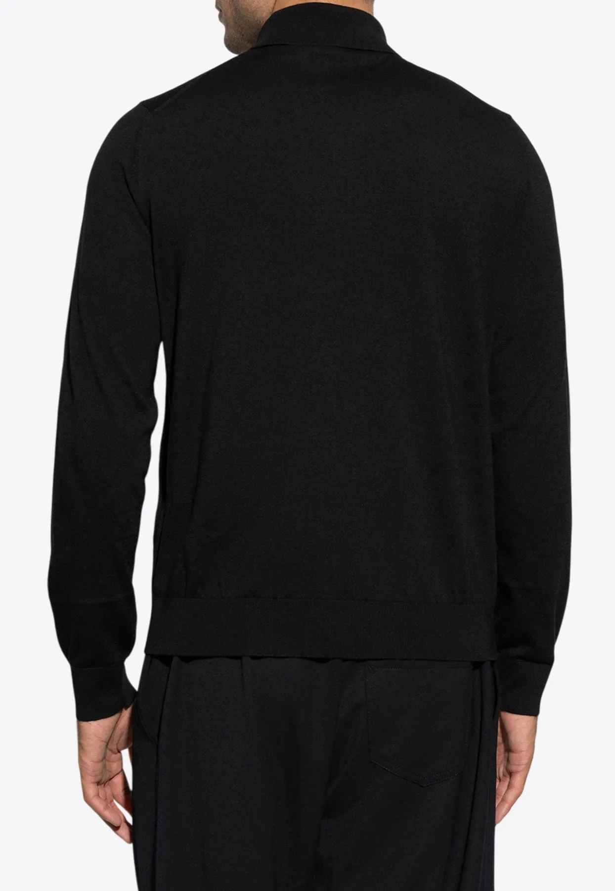 Logo Label Long-Sleeved Polo T-shirt