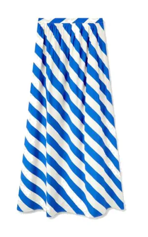 Long Skirt With Blue Striped Print