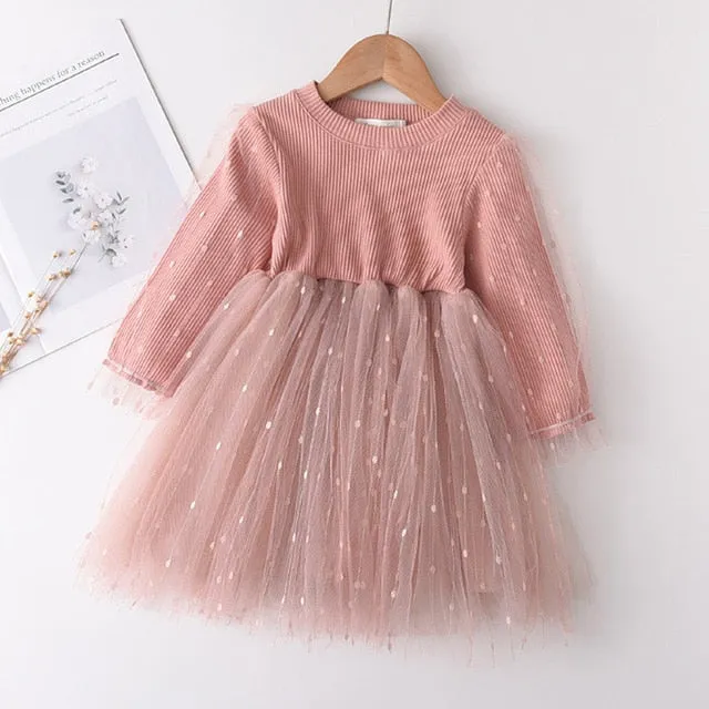 Long Sleeve Sweater Dress Girls Princess Baby Girl Clothes Sweet Tutu Party Dresses Christmas Little Girl Clothes