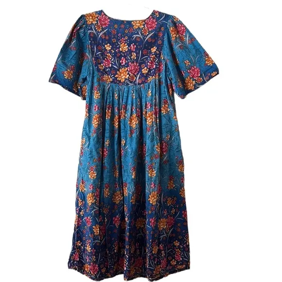 Loungees Women’s Floral 100% Cotton Maxi Dress. House Dress. Muumuu. Sz L