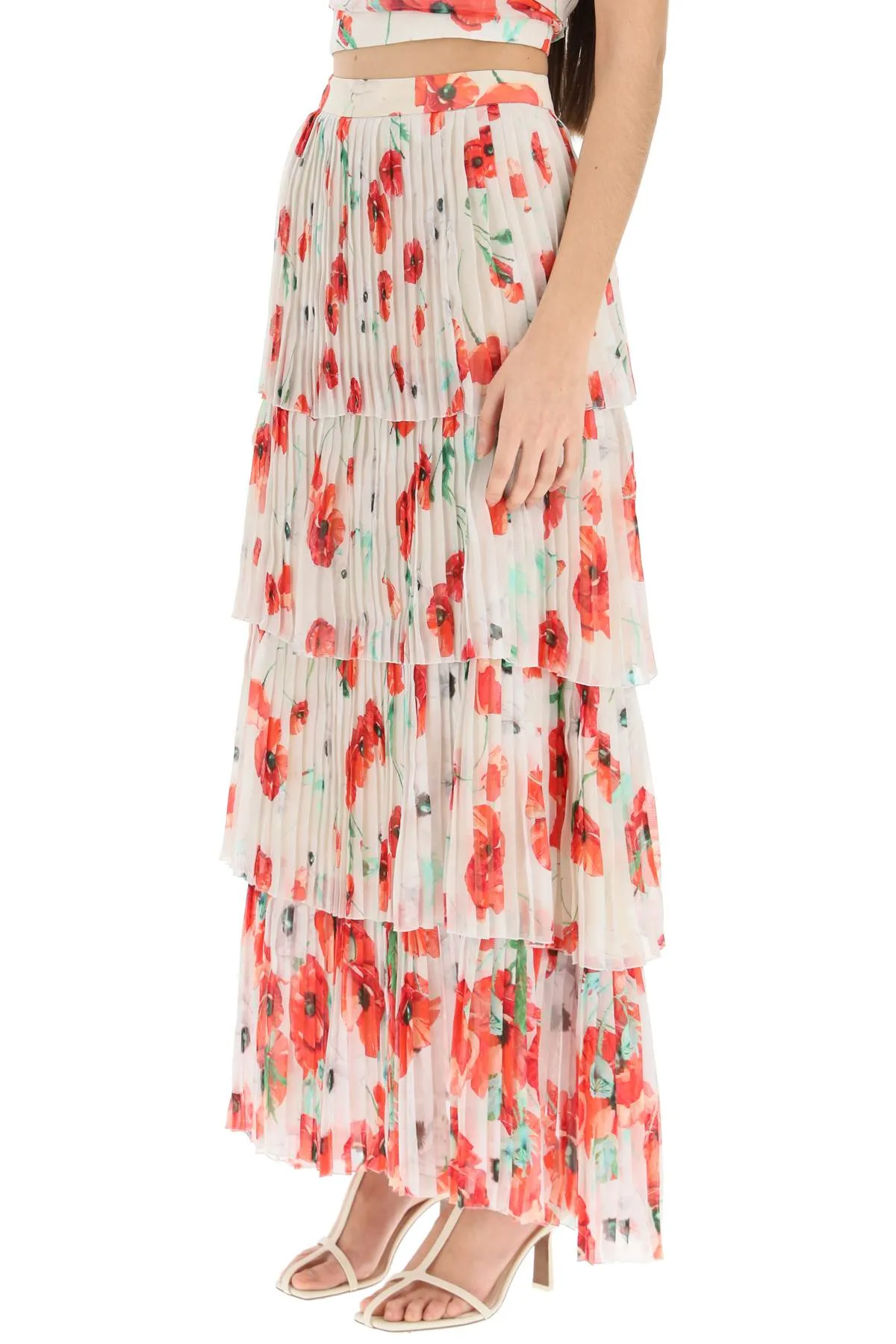 luise' long tiered skirt in pleated silk