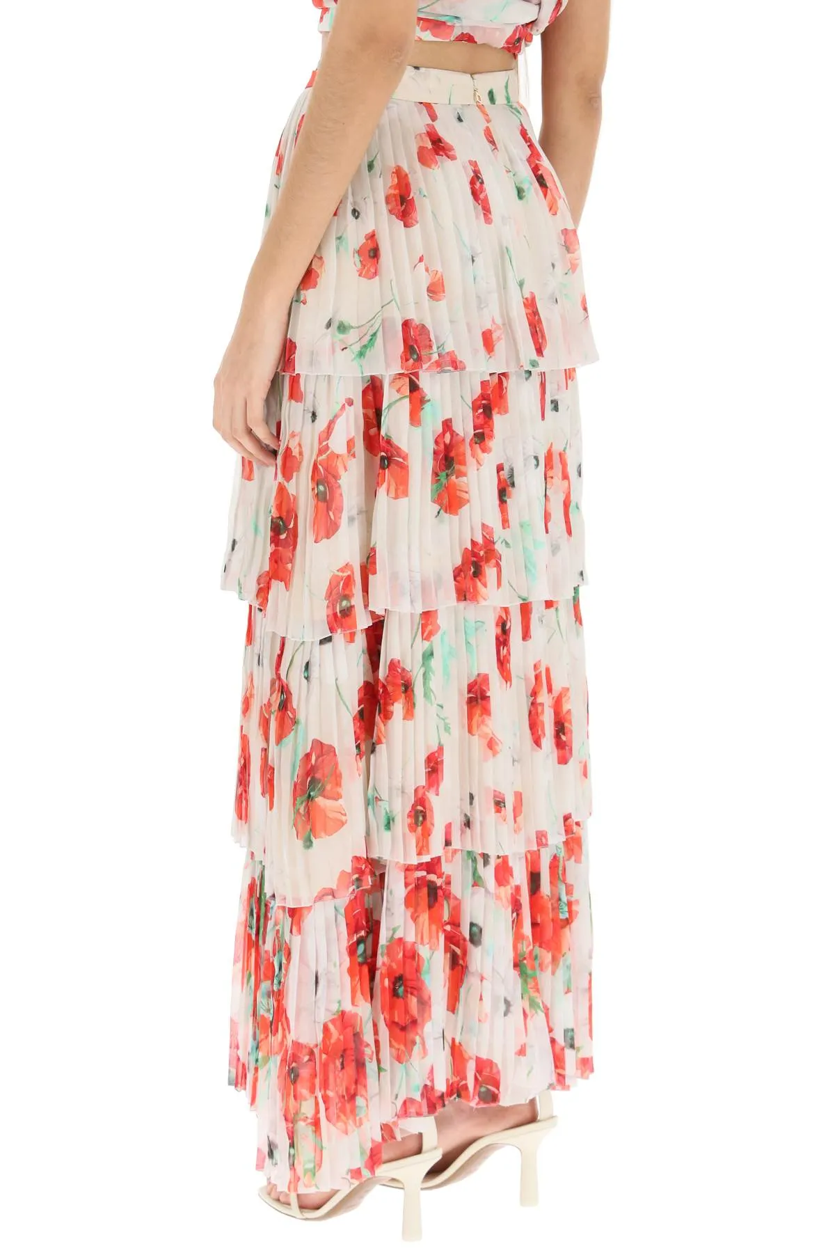 luise' long tiered skirt in pleated silk