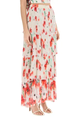 luise' long tiered skirt in pleated silk