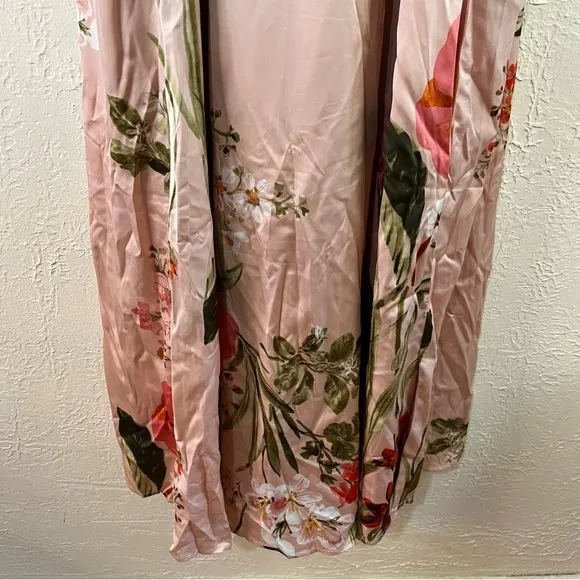 Lulu's Still the One Blush Pink Floral Print Satin Maxi Dress
