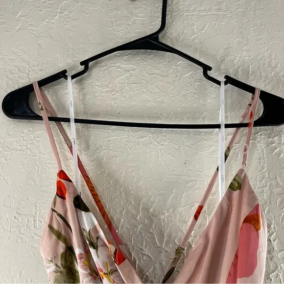 Lulu's Still the One Blush Pink Floral Print Satin Maxi Dress