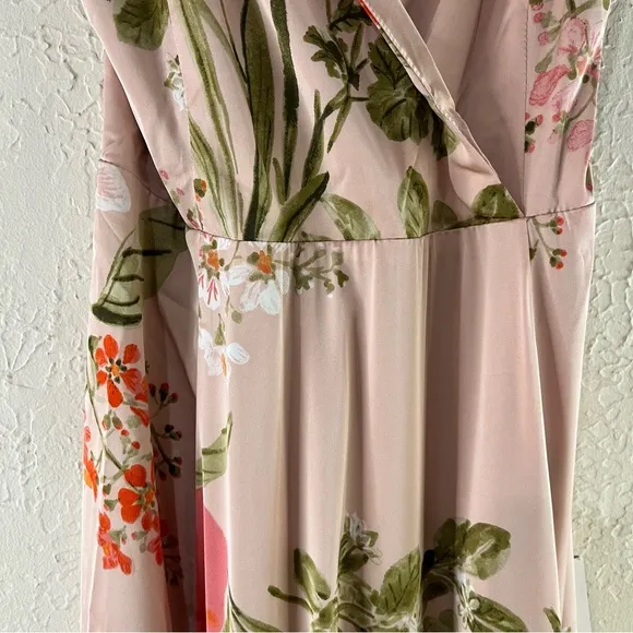 Lulu's Still the One Blush Pink Floral Print Satin Maxi Dress