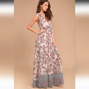 Lulu's Wings of Fancy Blush Pink Floral Print Maxi Dress