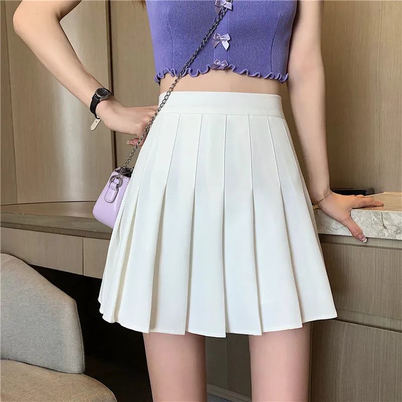 Lynda – High Waist Plaid Pleated Skirt