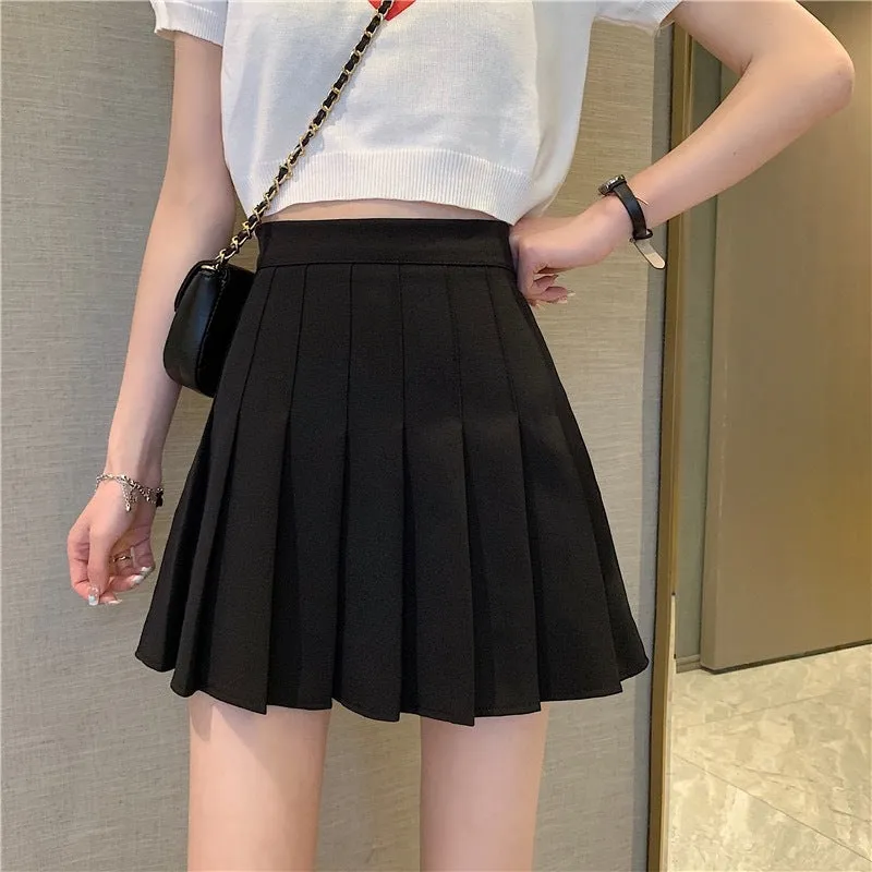 Lynda – High Waist Plaid Pleated Skirt