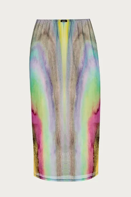 LYNN STRETCH-MESH MIDI SKIRT