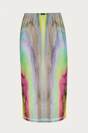 LYNN STRETCH-MESH MIDI SKIRT