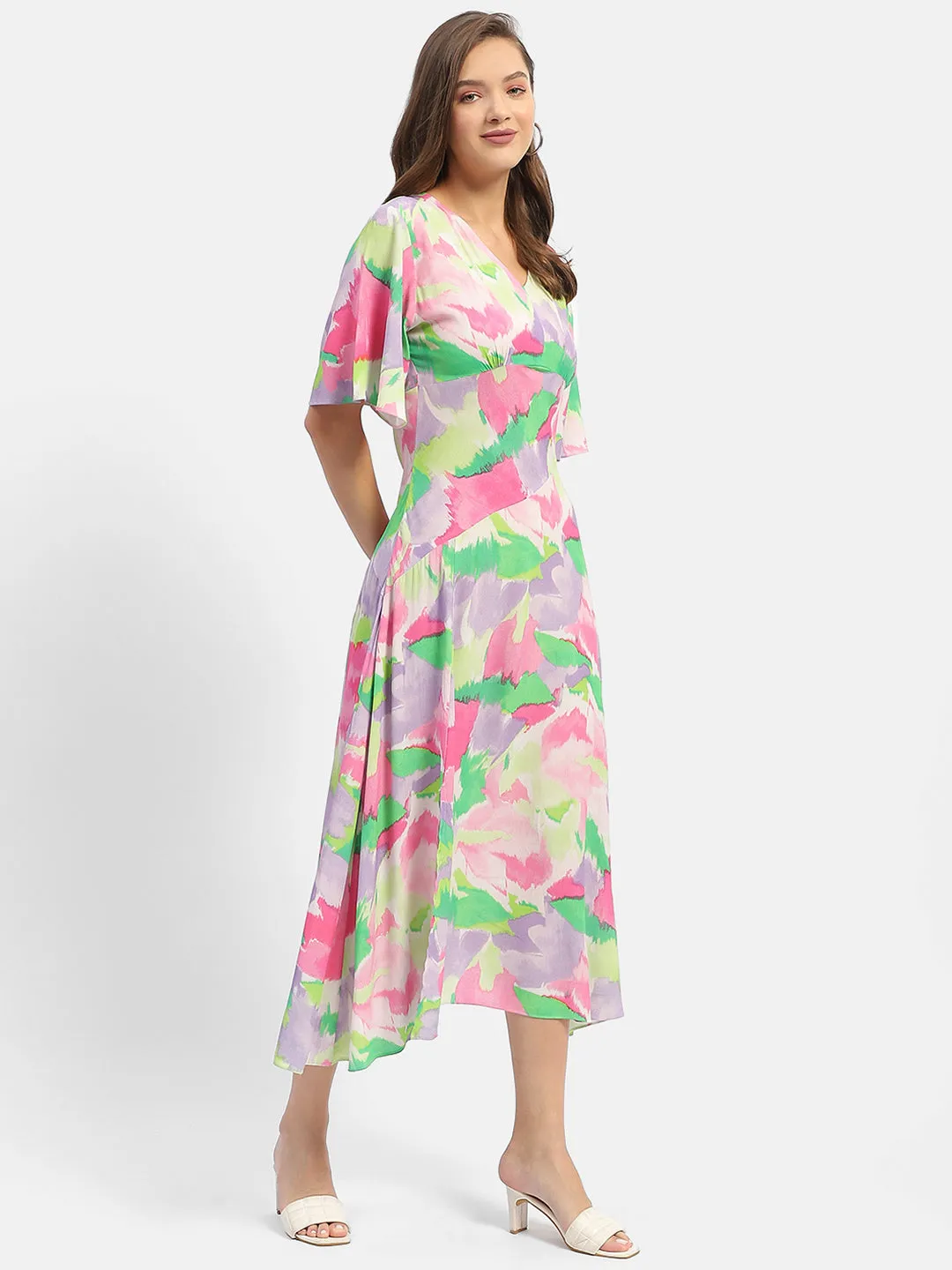 Madame Floral Print Pink Maxi Dress