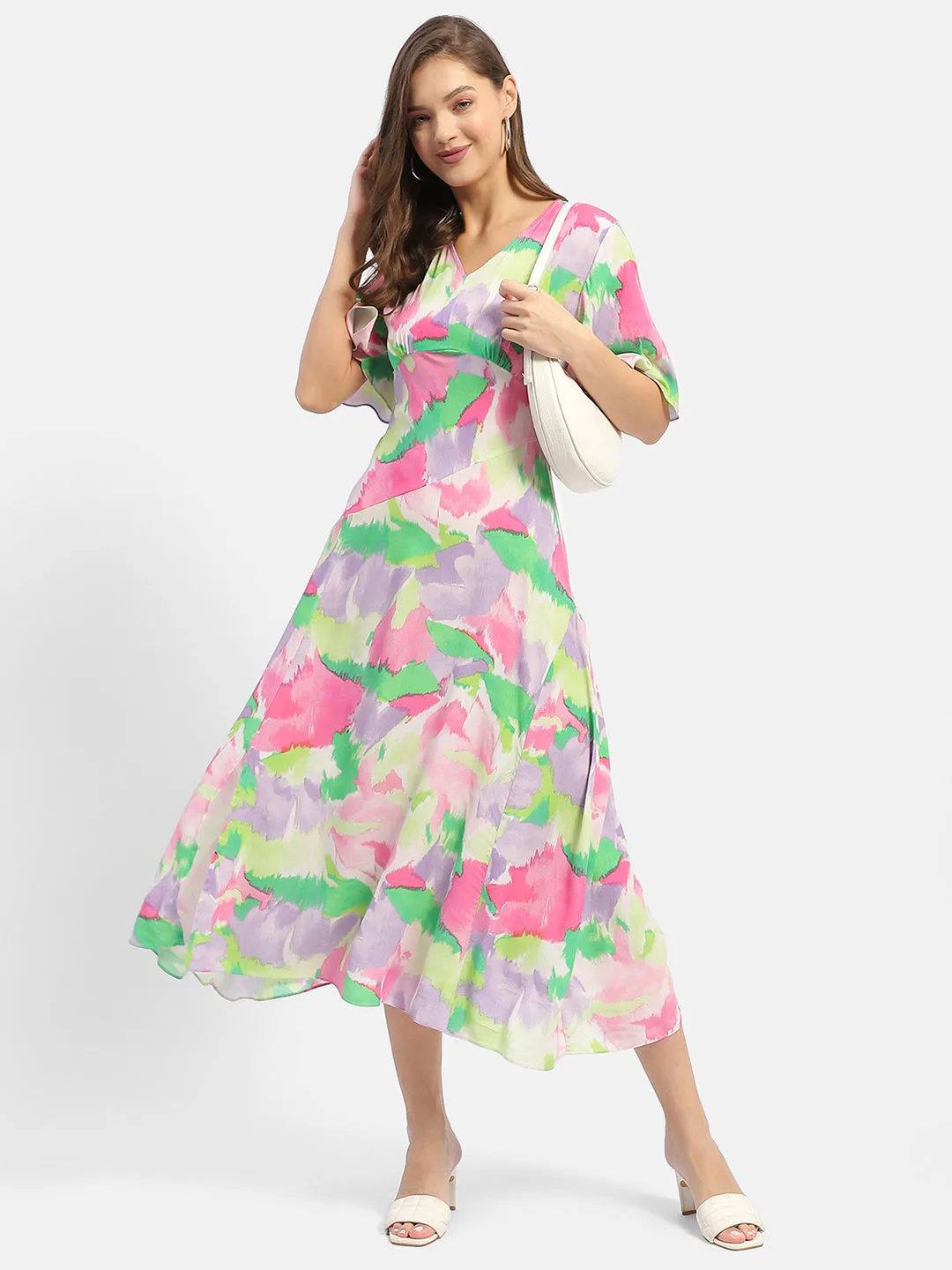 Madame Floral Print Pink Maxi Dress
