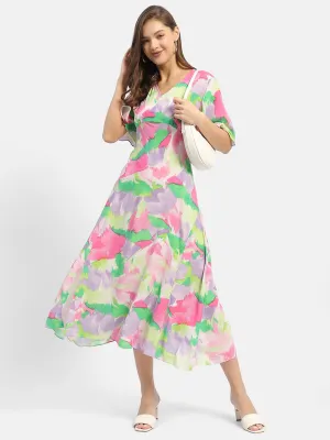 Madame Floral Print Pink Maxi Dress