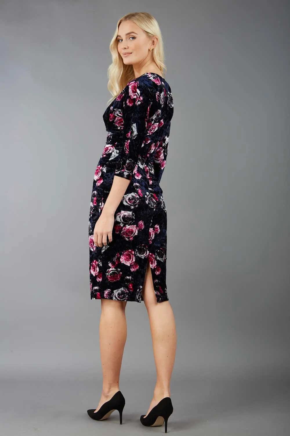 Madelyn Floral Velvet Pencil Dress