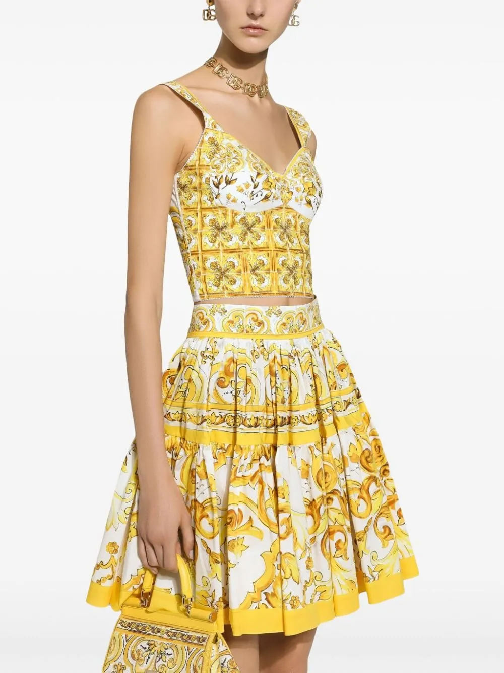 Maiolica print cotton skirt