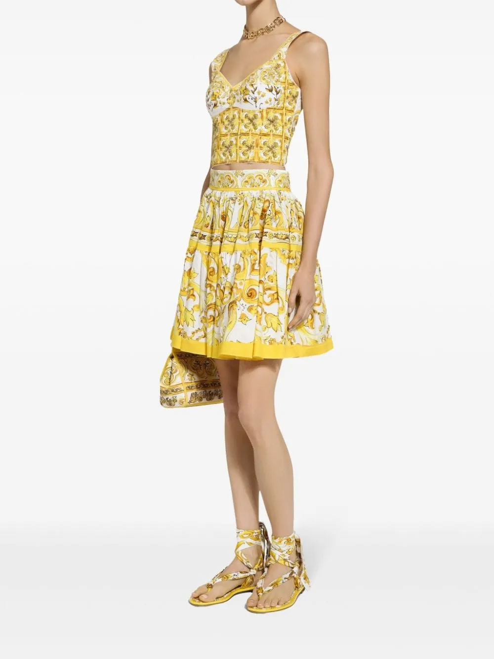 Maiolica print cotton skirt