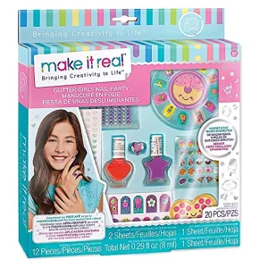 Make It Real - Glitter Girls Nail Party. Nail Art Manicure Set for Kids, Complete with Faux Nails, Nail Polish, Nail Stickers, Nail File, Body Jewels and More!